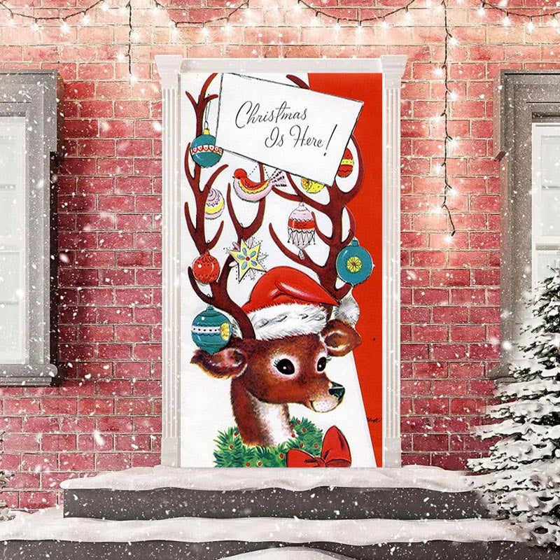 Aperturee - Christmas On Here Elk Balls Door Cover Decoration