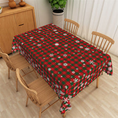 Aperturee - Christmas Party Green Red Plaid Snowflake Tablecloth