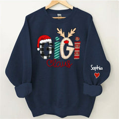 Aperturee - Christmas Plaid Claus Custom Grandma Kids Sweatshirt