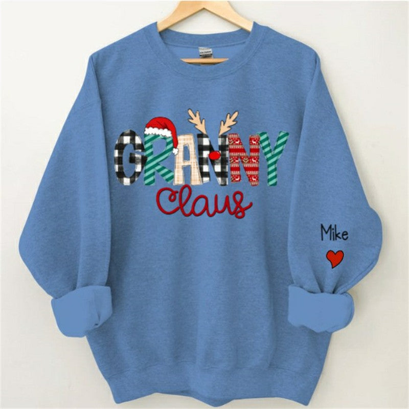 Aperturee - Christmas Plaid Claus Custom Grandma Kids Sweatshirt