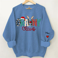 Aperturee - Christmas Plaid Claus Custom Grandma Kids Sweatshirt