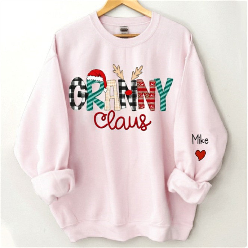 Aperturee - Christmas Plaid Claus Custom Grandma Kids Sweatshirt