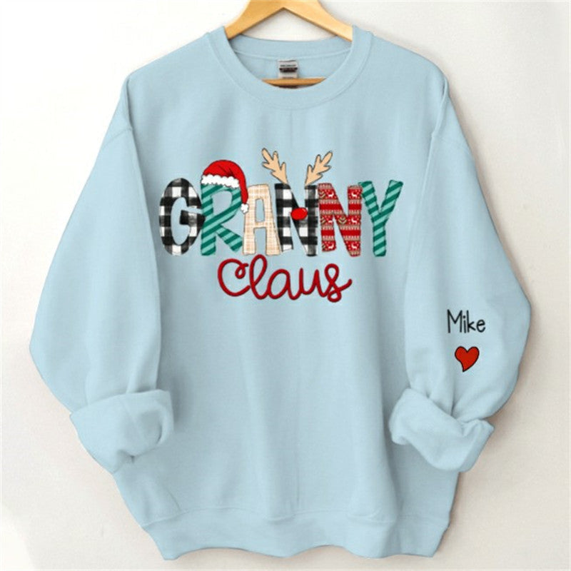 Aperturee - Christmas Plaid Claus Custom Grandma Kids Sweatshirt