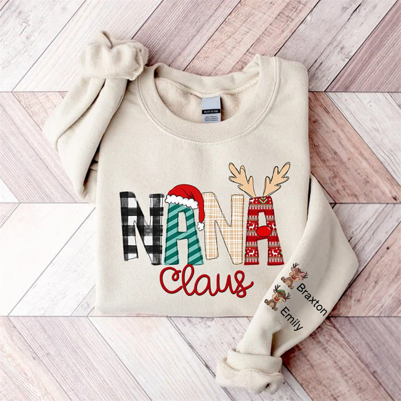 Aperturee - Christmas Plaid Elk Custom Grandma Kids Sweatshirt