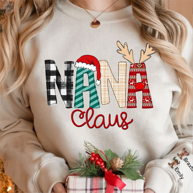 Aperturee - Christmas Plaid Elk Custom Grandma Kids Sweatshirt