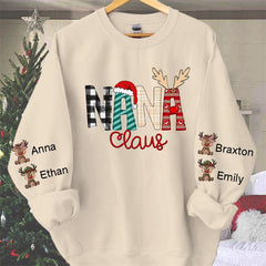 Aperturee - Christmas Plaid Elk Custom Grandma Kids Sweatshirt