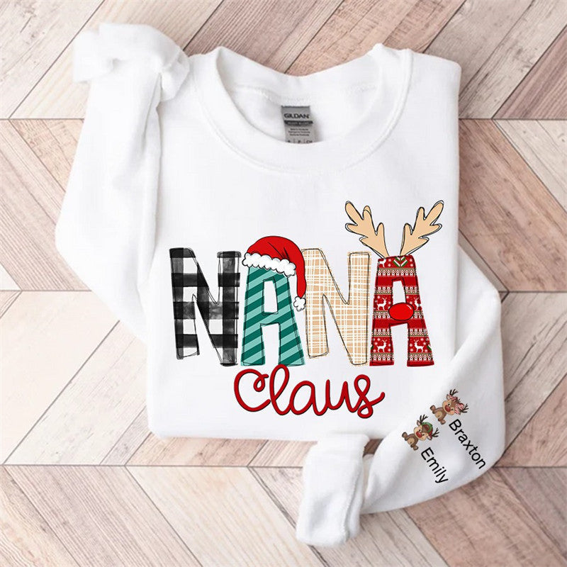 Aperturee - Christmas Plaid Elk Custom Grandma Kids Sweatshirt