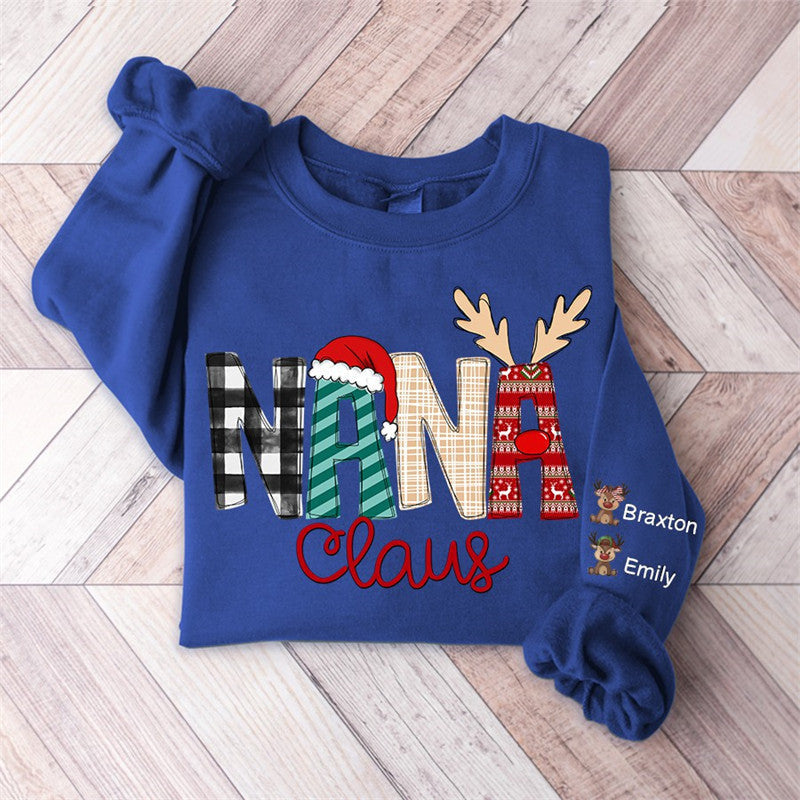 Aperturee - Christmas Plaid Elk Custom Grandma Kids Sweatshirt