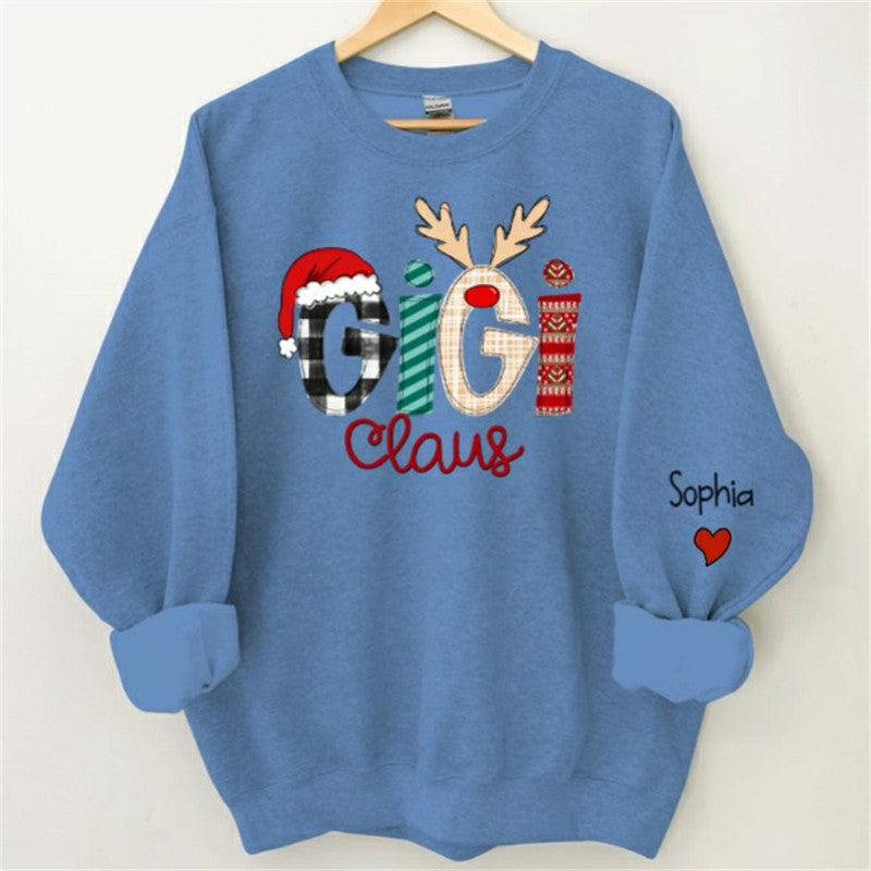 Aperturee - Christmas Plaid Stripe Claus Custom Grandma Sweatshirt