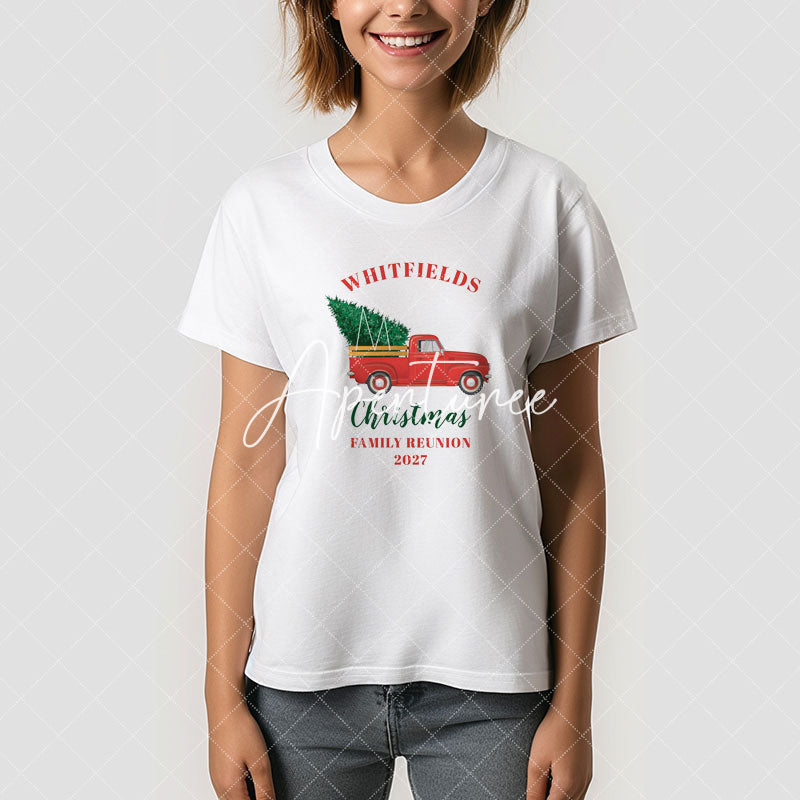 Aperturee - Christmas Red Truck Family Reunion Custom T-Shirt