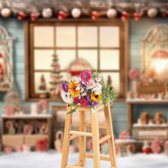 Aperturee - Christmas Santa House Candy Photography Backdrop