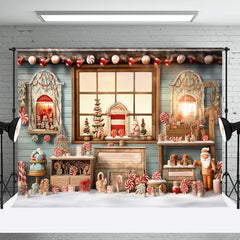 Aperturee - Christmas Santa House Candy Photography Backdrop