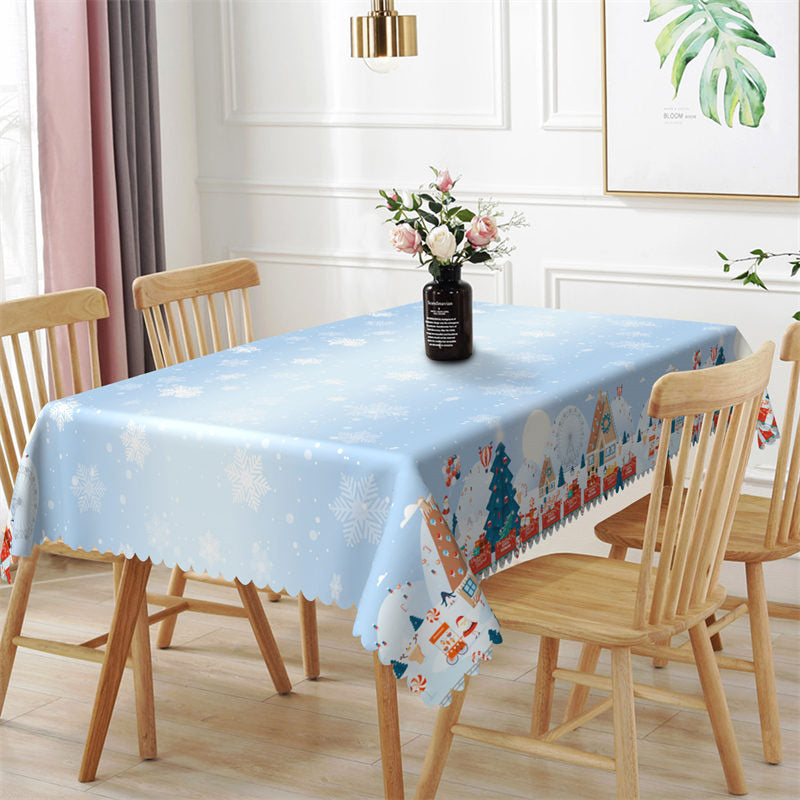 Aperturee - Christmas Town Ferris Wheel Snow Party Tablecloth