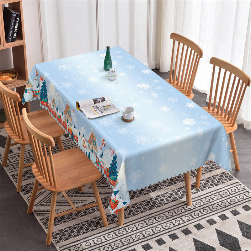 Aperturee - Christmas Town Ferris Wheel Snow Party Tablecloth