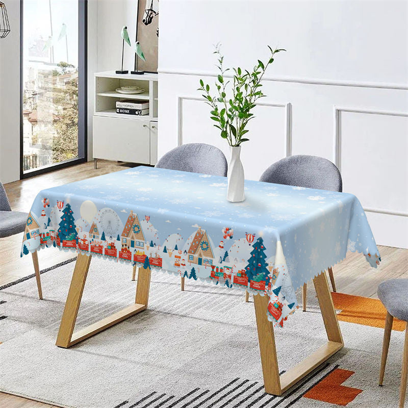 Aperturee - Christmas Town Ferris Wheel Snow Party Tablecloth