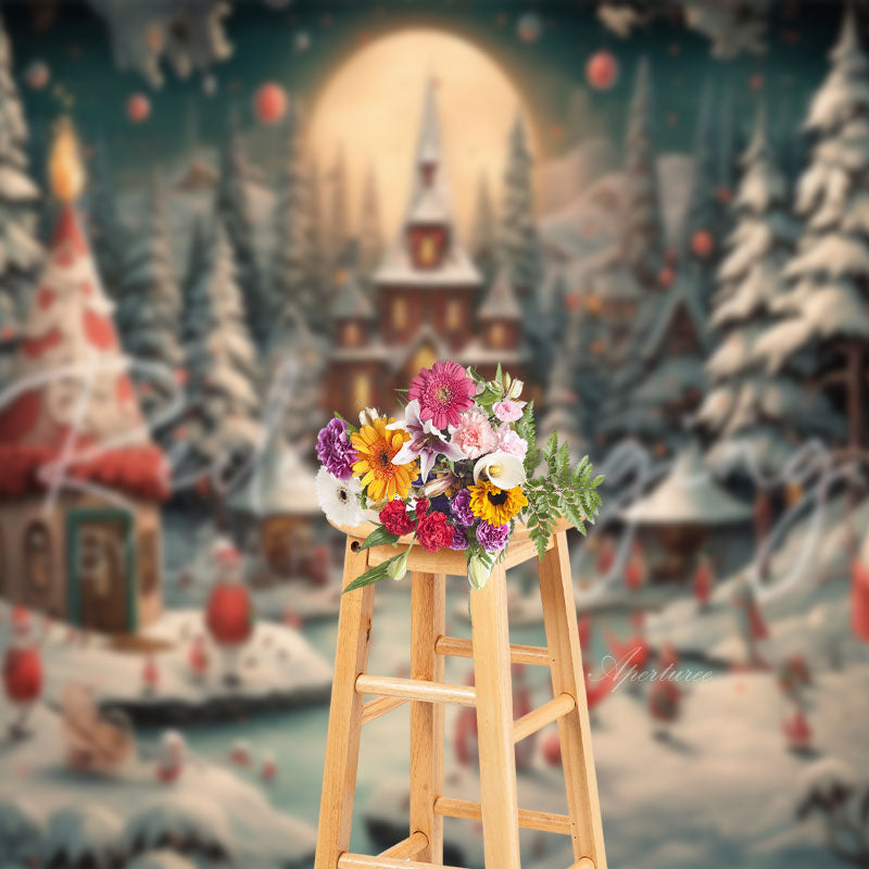 Aperturee - Christmas Town Pine Forest Photography Backdrop