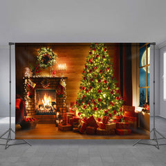 Aperturee - Christmas Tree Andiron Light Eve Holiday Backdrop