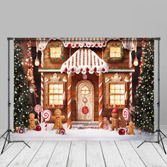 Aperturee - Christmas Tree Bokeh Candy Gingerbread House Backdrop