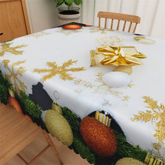 Aperturee - Christmas Tree Gold Glitter Snow Flake Tablecloth