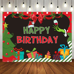 Lofaris Christmas Tree Presents Happy Birthday Backdrop