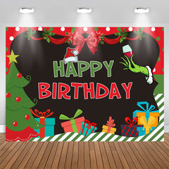 Lofaris Christmas Tree Presents Happy Birthday Backdrop