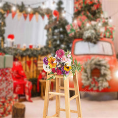 Aperturee - Christmas Tree Red Car Gifts Photo Shoot Backdrop