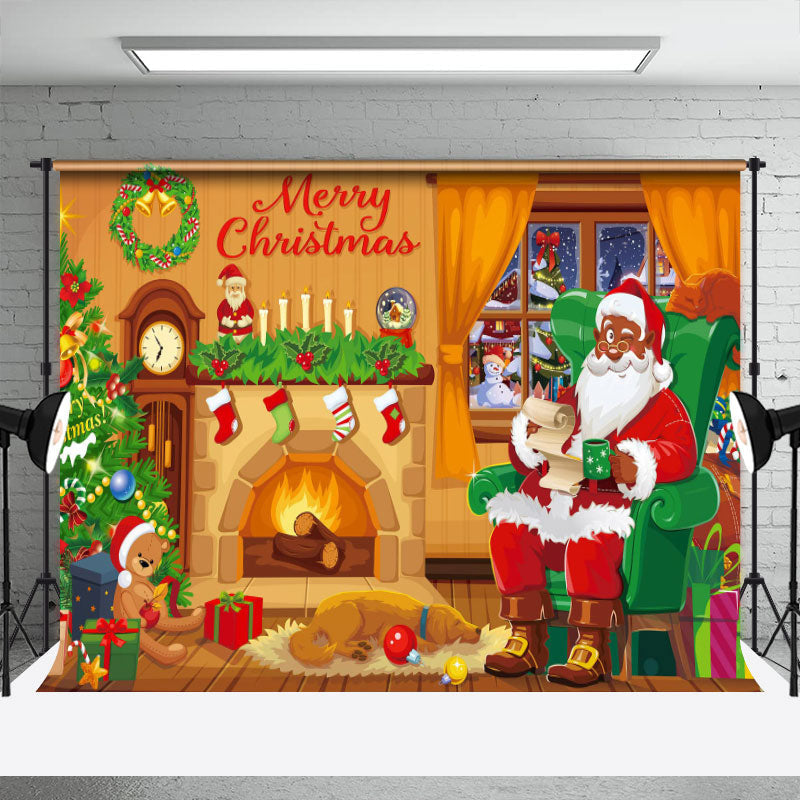 Aperturee - Christmas Tree Santa Claus Claus Photo Backdrop