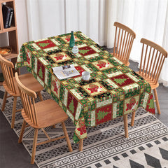 Aperturee - Christmas Tree Santa Decorative Rectangle Tablecloth