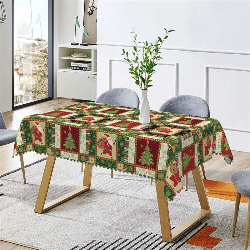 Aperturee - Christmas Tree Santa Decorative Rectangle Tablecloth