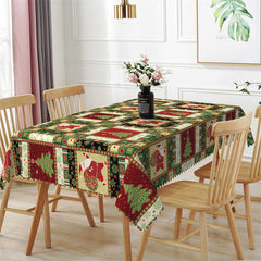 Aperturee - Christmas Tree Santa Decorative Rectangle Tablecloth