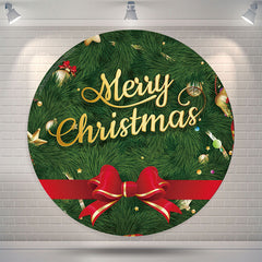 Lofaris Christmas Tree With Bowknot Circle Backdrop Cover