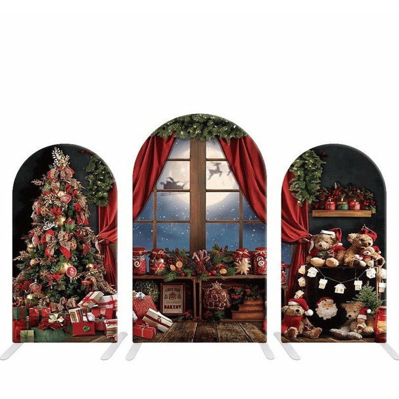 Aperturee - Christmas Trees Gift Nightmoon Arch Backdrop Cover