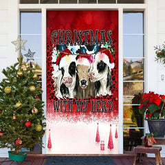 Aperturee - Christmas With My Herd Cows Red Snow Door Cover