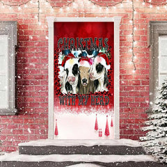 Aperturee - Christmas With My Herd Cows Red Snow Door Cover