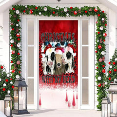 Aperturee - Christmas With My Herd Cows Red Snow Door Cover