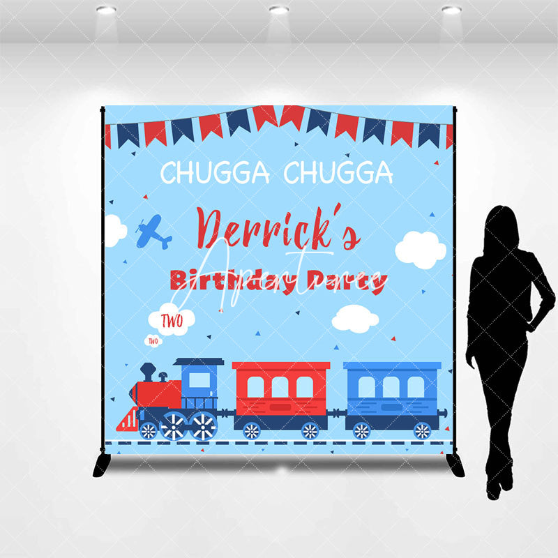 Aperturee - Chugga Toy Train Blue Custom 2nd Birthday Backdrop