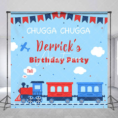 Aperturee - Chugga Toy Train Blue Custom 2nd Birthday Backdrop