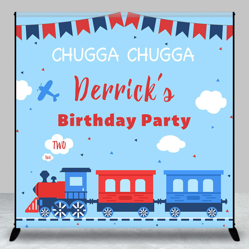 Aperturee - Chugga Toy Train Blue Custom 2nd Birthday Backdrop