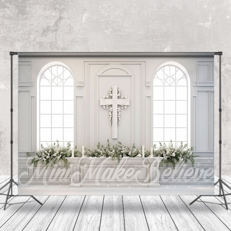 Aperturee - Church Interior Easter Backdrop With Cross And Window