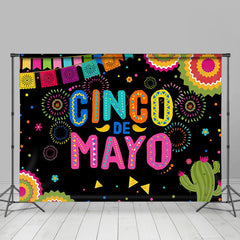 Aperturee - Cinco De Mayo Colorful Dot Mexican Fiesta Backdrop