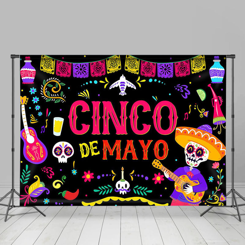 Aperturee - Cinco De Mayo Skeletons Mexican Fiesta Backdrop