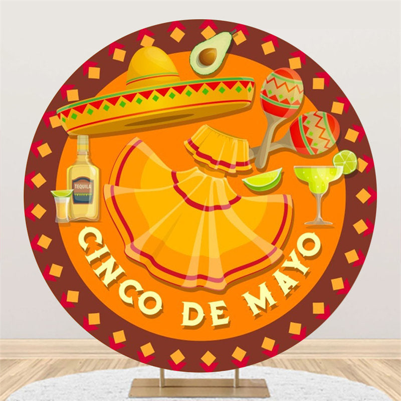 Aperturee - Cinco Mayo Dress Hat Round Mexican Fiesta Backdrop