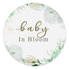 Aperturee Circle Baby In Bloom Flower Green Backdrop For Baby Shower