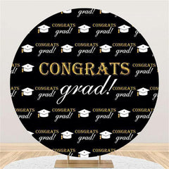 Aperturee Circle Bachelor Cap Congrats Grad Party Backdrop Decoration