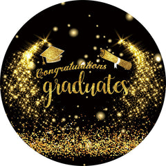 Aperturee Circle Black Gold Congratulations Graduation Backdrop