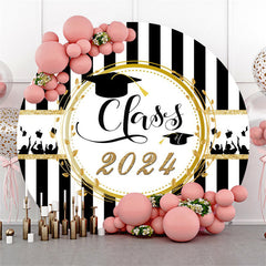 Aperturee - Circle Black White Stripe Simple Graduation Backdrop