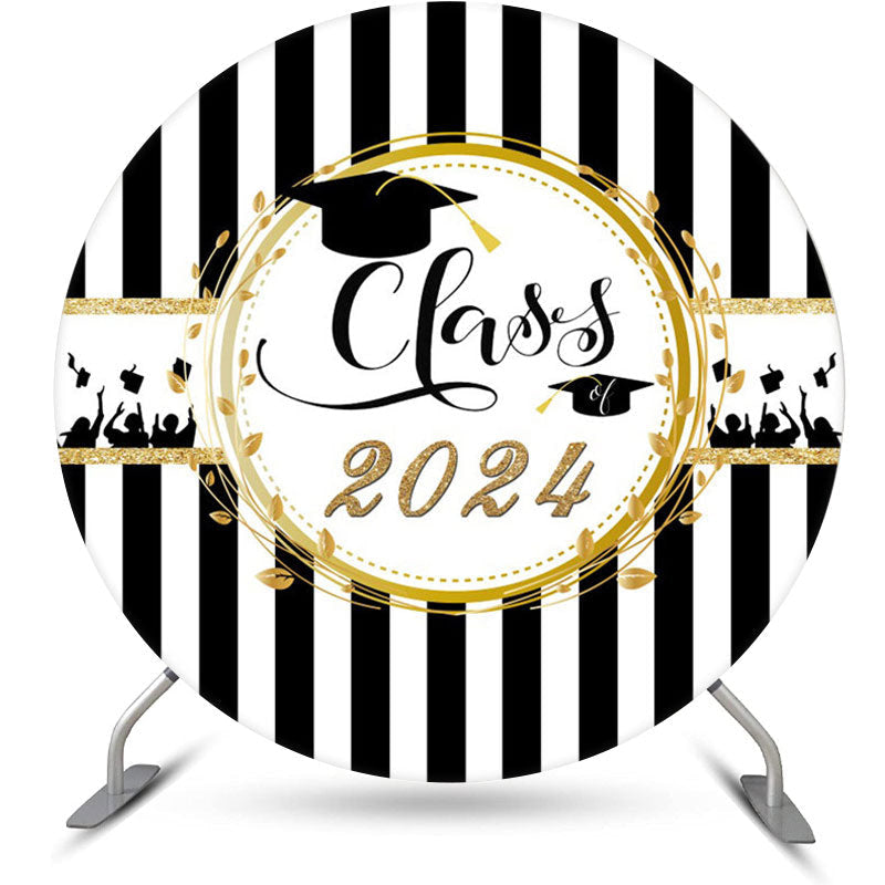 Aperturee - Circle Black White Stripe Simple Graduation Backdrop