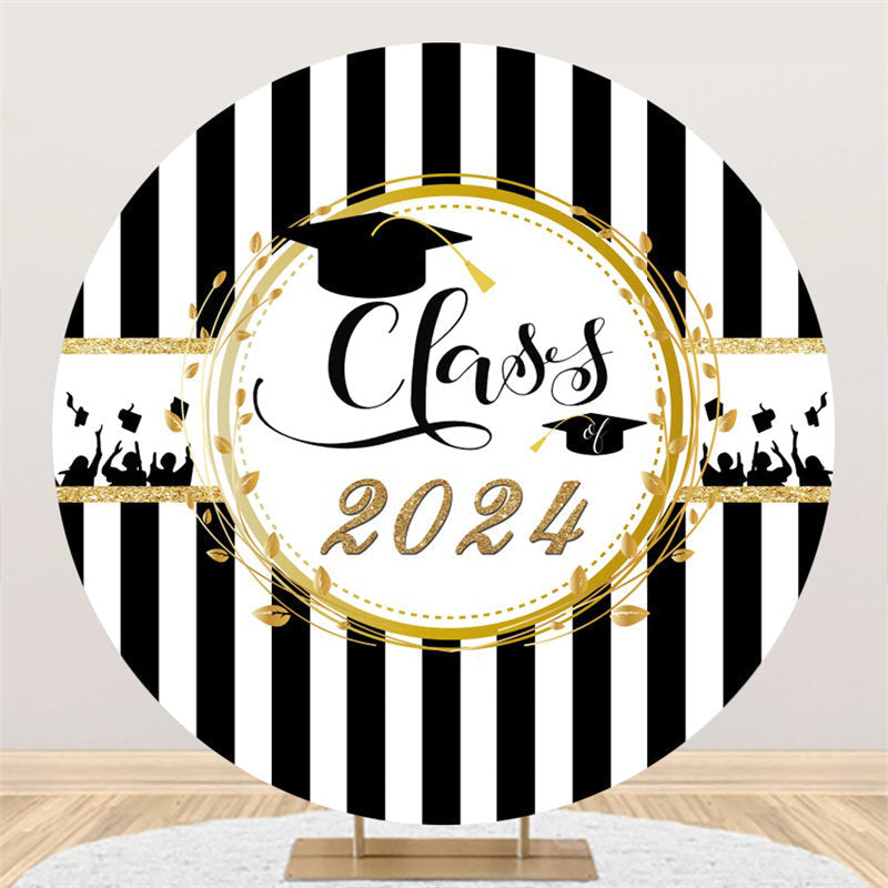 Aperturee - Circle Black White Stripe Simple Graduation Backdrop