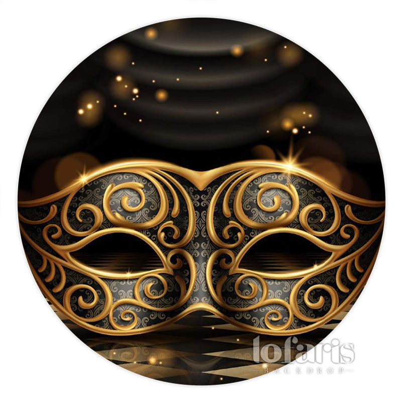 Aperturee Circle Black With Gold Masquerade Backdrop For Party