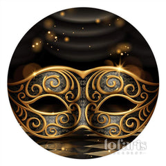 Aperturee Circle Black With Gold Masquerade Backdrop For Party